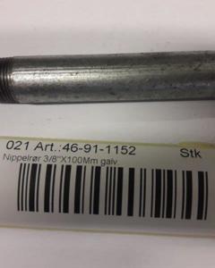 Barrel nipple galv. 3/8"x100mm M&M